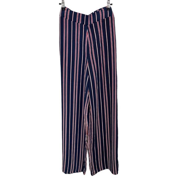 Suzanne Betro Weekend Blue Red White Stripe Tie Belt Pants 1X New NWT Flowy Wide - Picture 4 of 9